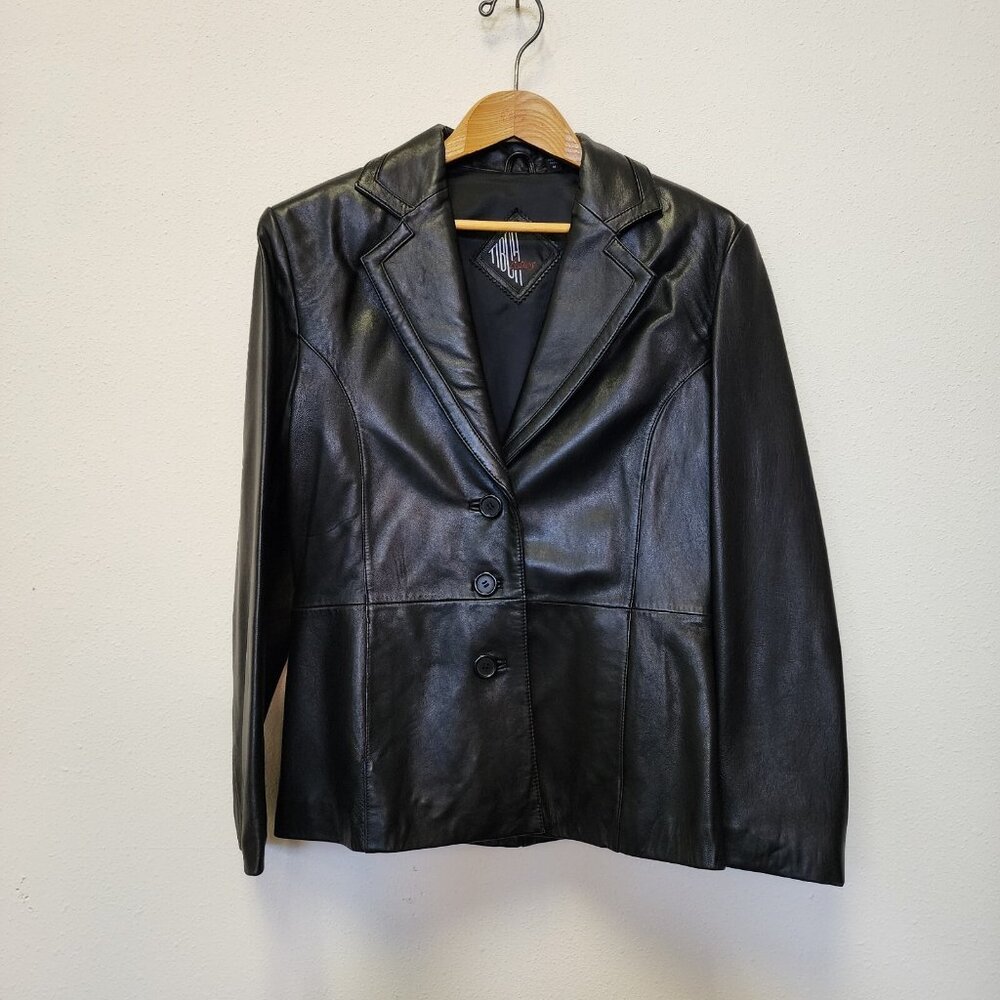 Tiboa Leathers Jacket M Black Old Money Mob Wife Office Siren Bikercore Grunge